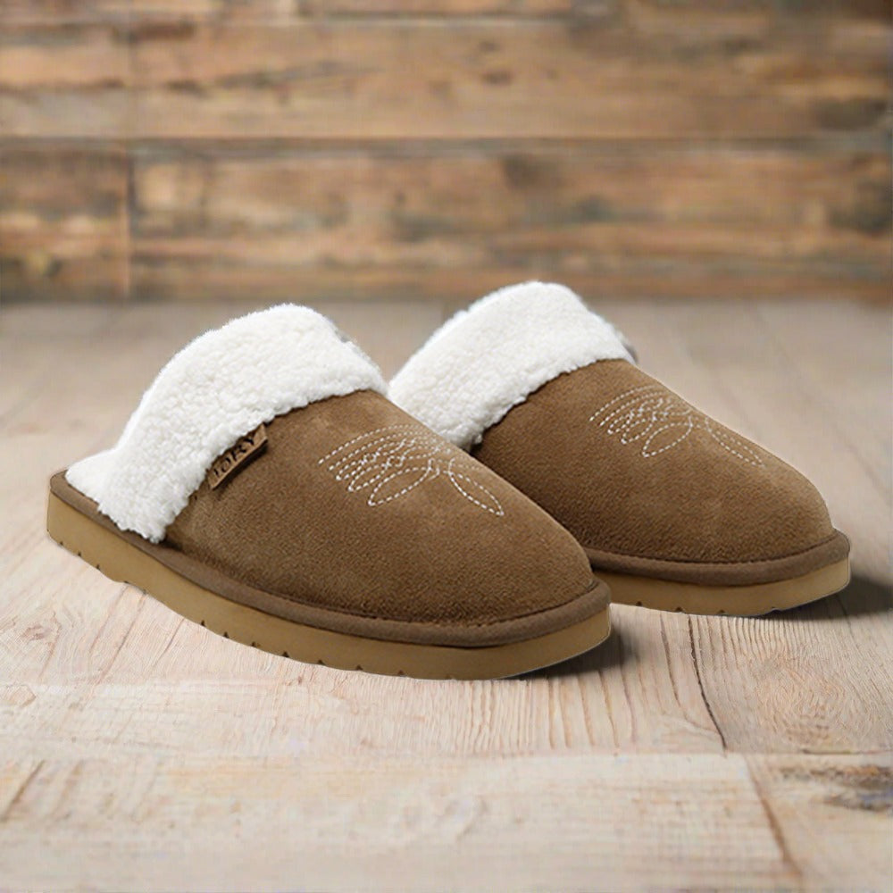 Dolly Square-Toed Western Slipper - Fawn