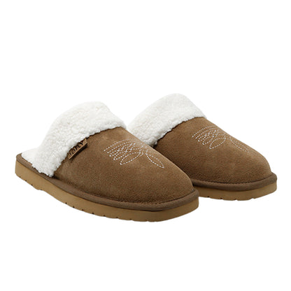 Dolly Square-Toed Western Slipper - Fawn