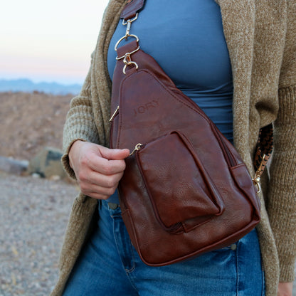 Hailey Crossbody Sling Bag | Saddle